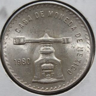 1980 Mexico Casa De Moneda Una Onza Troy De Plata Pure.  925 1 Oz Silver Coin photo