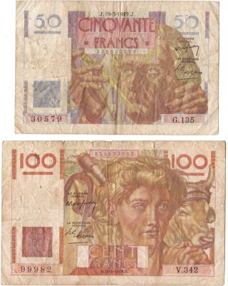France 50,  100 Francs 19.  5.  1949 photo