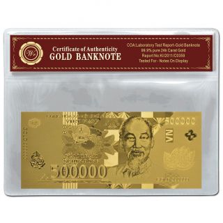 Vietnam 500,  000 Dong Uncirculated Banknote 25k Gold Plated 500000 Vietnamese photo