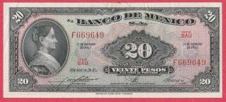1965 Mexico 20 Peso Note photo