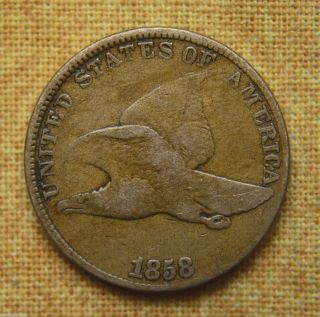 1858 - Ll Flying Eagle Cent - Very Good photo