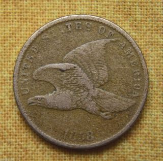 1858 - Sl Flying Eagle Cent - Very Good photo