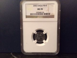 2002 $10 1/10 Oz Platinum Eagle Ngc Ms70 photo