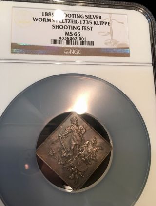 Authentic 1889 German Shooting Medal Rare Ngc Ms.  66 photo
