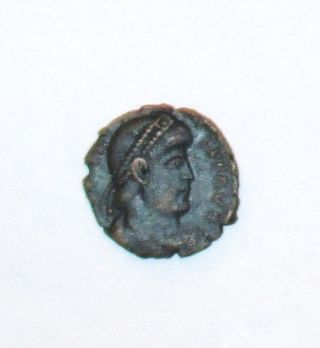 Ancient Roman Bronze Coin—emperor Valens—ad 364 - 378—victory Angel W/ Wreath Rev. photo