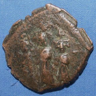 Emperor Justin Ii & Sophia,  Ae Coin - 565 - 578 Ad. photo