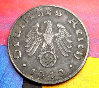 Xxx - Rare 1942 - B Nazi Swastika 1 Pf Coin Real Ww2 German Copper 3rd Reich Germany photo
