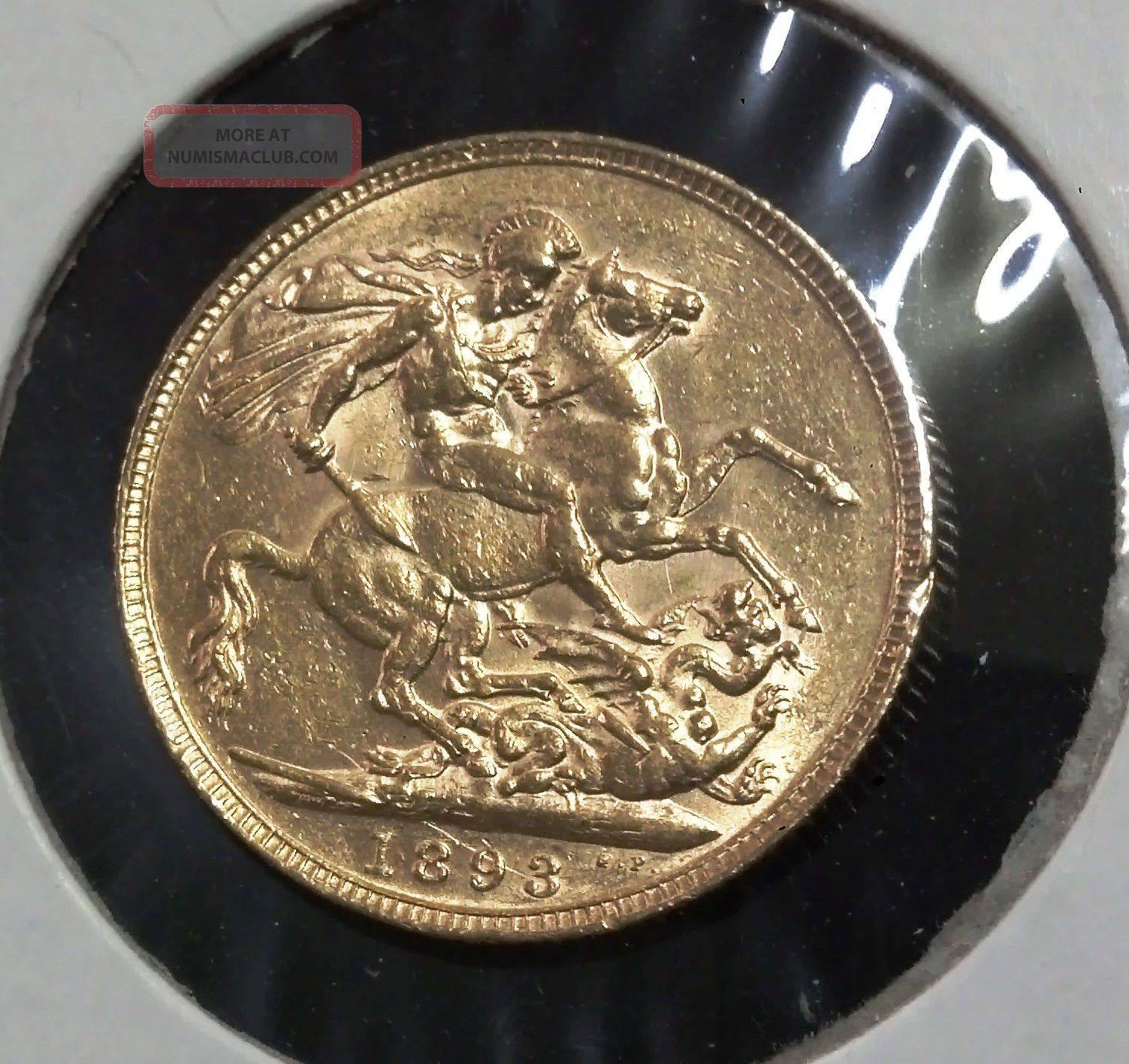 Authentic 1893 Queen Victoria British Gold Sovereign Coin Gem Bu Coin