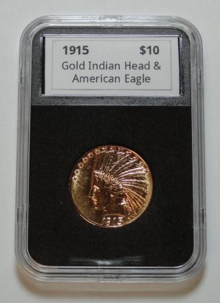 1915 $10 Indian Head Gold American Eagle Coin,  Lustrous,  Slabbed - photo