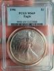 1996 Pcgs Ms69 American Silver Eagle Lower Coin Silver photo 4