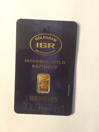 1/2 Gram Istanbul Gold Refinery (igr) Bar 999.  9 Fine Made In Turkey photo