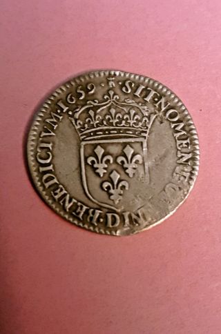 A19; Medieval Europe: France.  Louis Xiv (1643 - 1715).  1/12 Écu Silver Coin photo