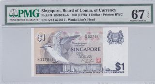 Singapore,  Nd (1976) 1 Dollar P9 Pmg 67 Epq Nr photo