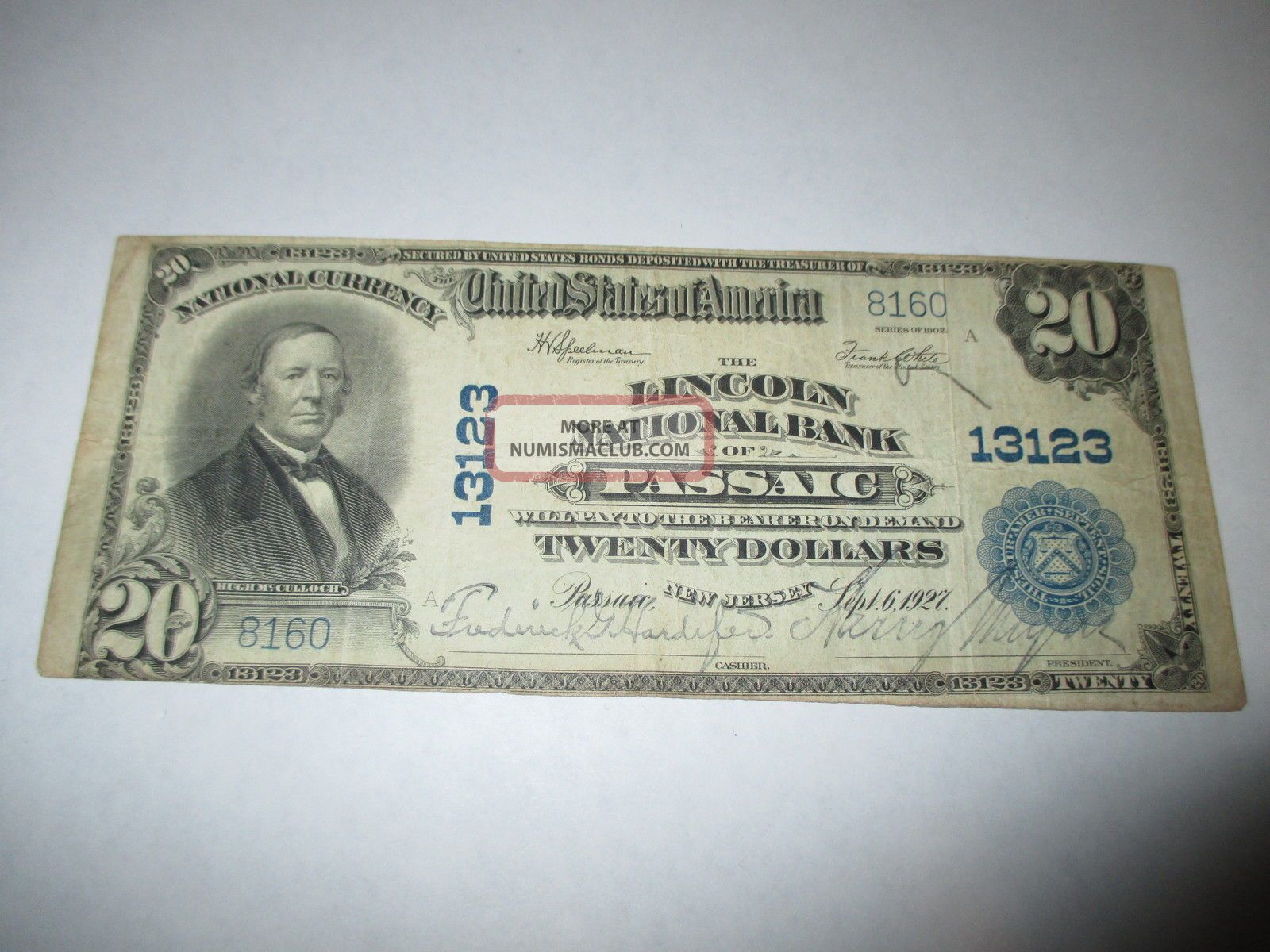 $20 1902 Passaic Jersey Nj National Currency Bank Note Bill 13123 Vf Rare Paper Money: US photo