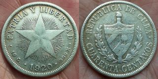Nr 1920 Caribbean Silver 40 Cents Scarce High Relief photo