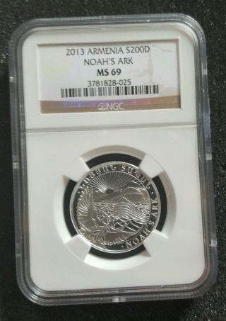 2013 Armenia S200d Noah ' S Ark 1/2 Oz.  999 Silver Coin Ngc Certified Ms69 Er photo