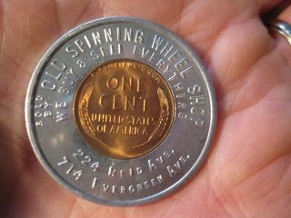 Encased 1946 Us One Cent Coin Lucky Good Luck Coin Brooklyn Ny Advertisement photo