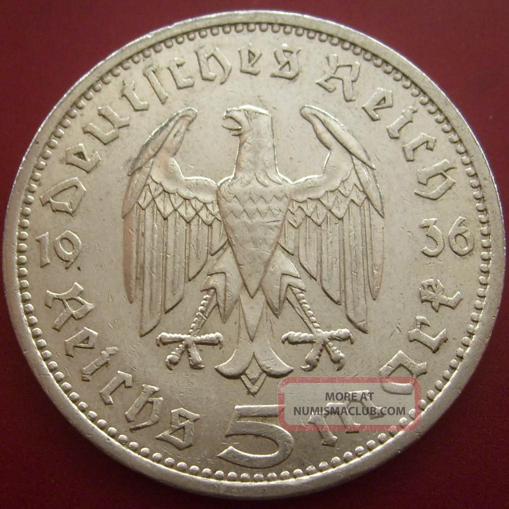 1936 german 5 mark coin