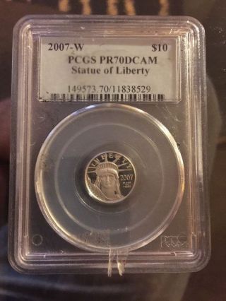 2007 - W $10 Platinum Eagle Pcgs Ms70 Dcam Flawless Burnished 1/10oz Coin photo