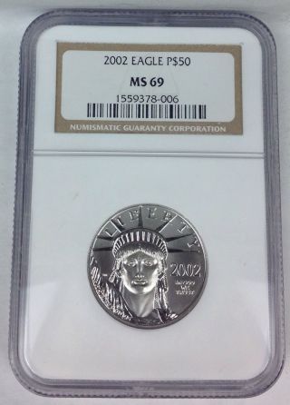 2002,  1/2 Oz Platinum $50 Eagle Ngc Ms 69 Rare / Key Date photo