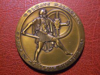 T Deco Greek Worrier With Shield & Sword & A Galley Large Medal photo