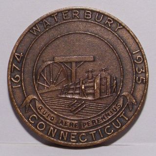 1935 Waterbury,  Connecticut Tercentennial,  Bronze Medal,  Au photo