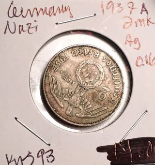 Nazi Germany 1937 - A Silver 2 Mark Coin photo