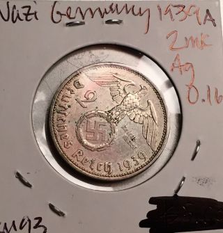 Nazi Germany 1939 - A Silver 2 Mark Coin photo