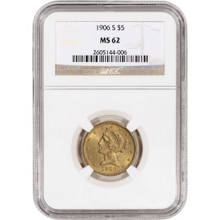 1906 - S Us Gold $5 Liberty Head Half Eagle - Ngc Ms62 photo