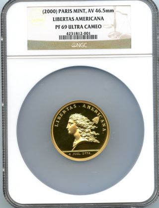 C7059 - 2000 Paris Gold Libertas Americana Medal Ngc Pf69 Ucam - 500 Minted photo