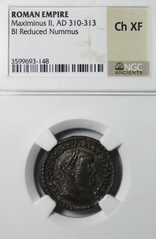 Maximinus Ii Bi Nummus 310 - 313 Ad Ngc Graded Ch Xf Roman Coin photo