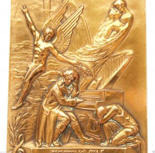 Beethoven - Most Exquisite Large Bronze Art Medal Signed F.  Focht photo