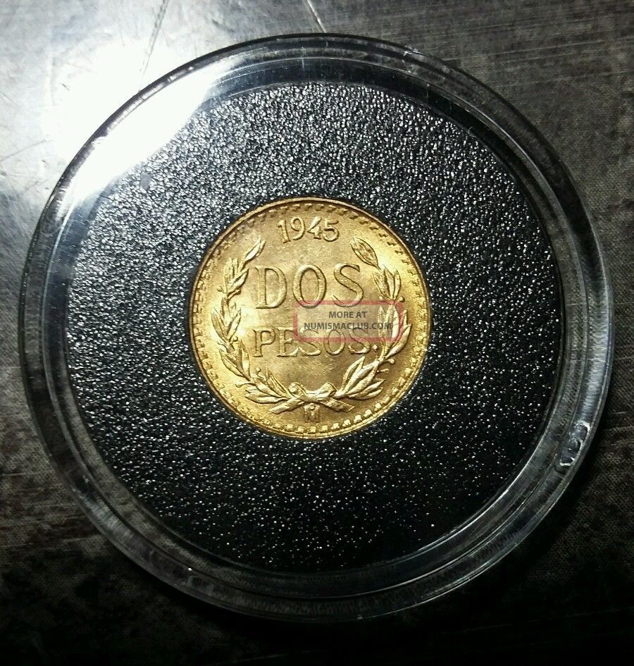 1945 Mexico Gold Dos Pesos - Mexican 2 Pesos Gold Coin - Bu - Gold photo
