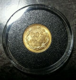 1945 Mexico Gold Dos Pesos - Mexican 2 Pesos Gold Coin - Bu - photo