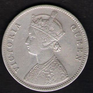 British India 1862 Victoria Empress One Rupee Silver Coin Rare photo