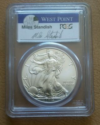 2014 W Silver Eagle Pcgs Ms69 Signed By Standish West Point photo