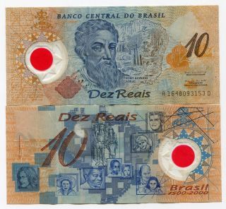 Brazil 10 Reais Banknote - P248b,  Year 2000,  Polymer - Pedro Alvares Cabral photo