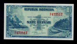 Indonesia 1 Rupiah 1951 D/f Pick 38 Unc -.  Banknote. photo