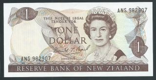 Zealand 1 Dollar 1992 Banknote P - 169c Prefix Ans Ef,  Bird Queen Elizabeth photo