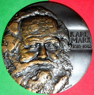 German Philosopher Karl Marx 1818 - 1883 / Big Bronze Medal By A.  Trindade photo