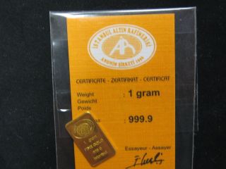1 G Gram 9999 24k Gold Premium Igr Bullion Bar photo
