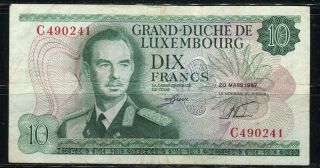 Paper Money Luxembourg 1967 10 Francs photo
