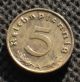 Coin Nazi Germany 5 Reichspfennig 1939 A Berlin W/ Swastika World War Ii (2) Germany photo 1