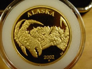 Rare Alaska Gold 2002 Alaskan King Crab Medallion 1 Oz.  9999 Fine Gold photo