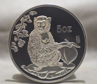 99.  99 Chinese 1992 Zodiac 5oz Silver Coin - Year Of The Monkey 87 photo