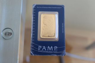 1 Oz Ounce Gold Bar Pamp Suisse Lady Fortuna.  9999 Fine (in Assay) photo
