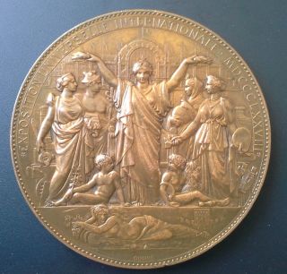 1878 Large Copper Internationale Exposition Universelle Medal By Oudine photo