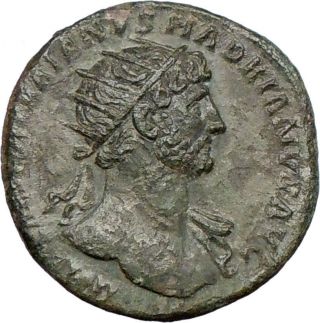 Hadrian Clasps Hands With Roma 118ad Large Dupondius Ancient Roman Coin I27518 photo