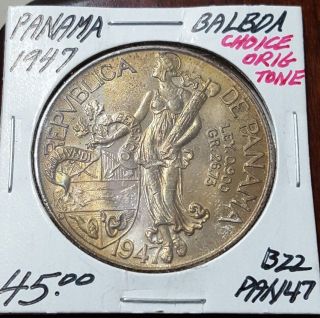 1947 Panama One Balboa Large Silver Coin photo