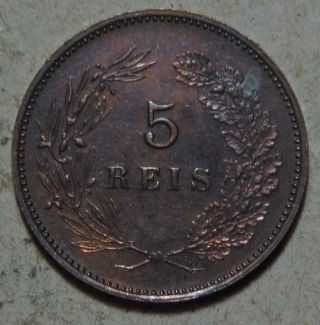 Portugal 5 Reis 1910 Km 555 D Manuel Ii Bronze,  X - Fine Coin 222 photo